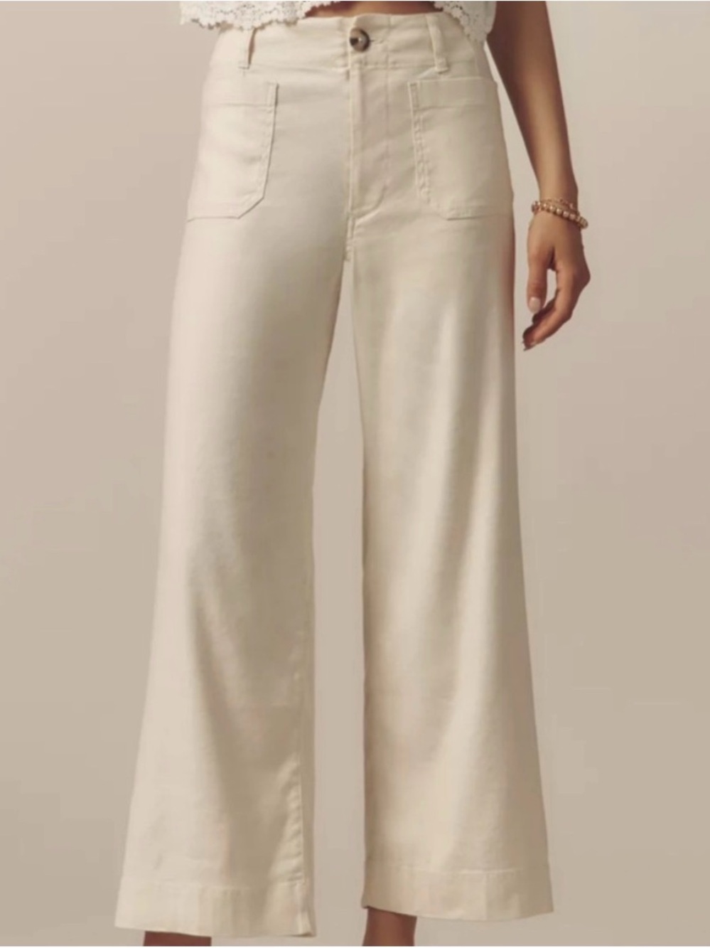 Maeve Colette European Linen Stretch High-Rise Wide-Leg Pants Women’s 30 Petite - Picture 3 of 13
